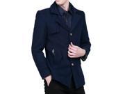 Men s high quality fashion single breast overcoat Dark Blue M