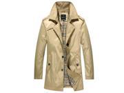 Men s new fashion mid length casual coat Gold XXL