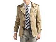Men s single breasted turn down collar cotton outerwear coat with wool liner Khaki M
