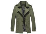 Men s single breasted turn down collar cotton outerwear coat with wool liner Green M