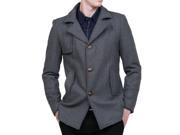 Men s high quality fashion single breast overcoat Dark Grey XL
