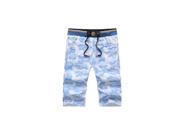 Men s Embroidered Cotton Trousers Casual Sports Travel Trousers Blue XXXL