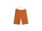 Men s Summer Simple Straight Pants Loose Half Length Trousers Orange 30
