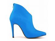 2015 Autumn New Candy Color Ankle Boots Pointy Toe High Heels Blue 36