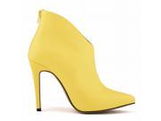 2015 Autumn New Candy Color Ankle Boots Pointy Toe High Heels Yellow 35
