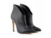 2015 Autumn New Candy Color Ankle Boots Pointy Toe High Heels Black 42