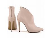 2015 Autumn New Candy Color Ankle Boots Pointy Toe High Heels Beige 35