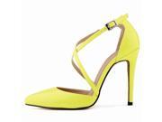 2015 Summer Buckles High Heel Sandals Yellow 40