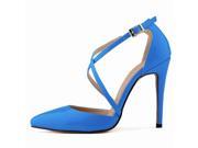 2015 Summer Buckles High Heel Sandals Blue 35