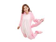 Men and women winter flannel pajamas cartoon animals Pink dinosaur