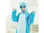 New Neutral Autumn Winter Flannel Cartoon Lovely Blue Cow Pajamas Lovers One Piece Sleepcoat