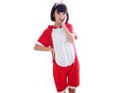 Ali Summer Pure Cotton Cartoon Animal Pajamas Short Sleeve Lovers One Piece Homecoat Hooped Caps
