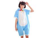 Doraemon Summer Pure Cotton Cartoon Animal Pajamas Short Sleeve Lovers One Piece Homecoat Hooped Caps