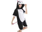 Devil Summer Pure Cotton Cartoon Animal Pajamas Short Sleeve Lovers One Piece Homecoat Hooped Caps