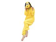 Man And Woman New Neutral Winter Flannel Pajamas Lovely Yellow Dog Coral Fleece Lovers One Piece Homecoat Toilet Permitted