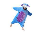 Children Winter Thickening Flannel Pajamas Lovely Blue Donkey Monster Coral Fleece One Piece Homecoat Toilet Permitted