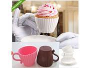 4 Pcs Silicone Cupcake Mold Cake Muffin Baking Mould Home Maker Chocolate Tea Cup Pink