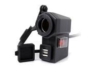Motorcycle 3.1A Cigarette Lighter Socket Dual USB Phone GPS Charger Waterproof