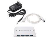 Speed 4 Port USB 3.0 HUB With AC Power Adapter Cable For Laptop US Plug QH