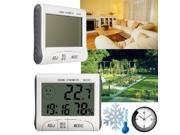 LCD Digital Thermometer Hygrometer Temperature Humidity Meter Clock In Outdoor