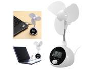 Mini Adjustable USB Clock Cooling Fan Portable Thermometer Desk Cooler for PC Laptop