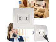 Telephone Phone Dual Two Electric Wall Station Socket Outlet Panel Face Plate