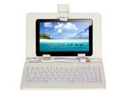 USB Keyboard PU Leather Stand Case Cover Stand Stylus For 7 inch 7 Android Tablet PC White