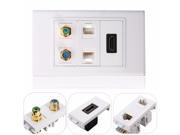 HDMI 2 RCA Audio Connector 2 RJ45 Ethernet Wall Face Plate Panel Outlet Socket for PS3 HDTV DVD