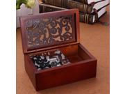 Popular Hand Crank Wind Up Music Box Musical Finished Wood with Open Gothic Pattern Lid Jewelry Beautiful Gift 4 Road Blocks 1 Remote Control