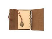 PU Openwork Leaves Pendant Vintage Leather Cover Loose Leaf Notebook Notepad Journal Diary Jotter
