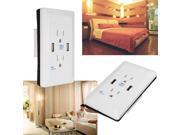 AC Wall Socket Power Adapter Receptacle 2 Port USB Charger Panel Outlet Plate For iPad Tablet PC
