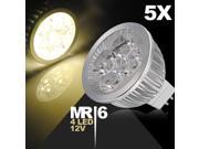 5pcs 4W AC DC MR16 Warm White 3200K 4 LED Energy Saving Spotlight Light Bulb Lamp