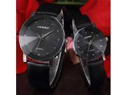1 Pair New Classic Analog Fashion Leather Strap Wrist Quartz Watch Lovers Watch For Woman Man Couple Black