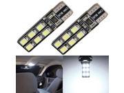 2x T10 W5W 194 LED Canbus Error Free White Car Light Lamp 12 2835 SMD Door Map Bulb Pure White