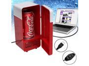 LED USB Powered Mini Fridge Can Cooler For Home Office Red