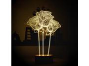 3D Visual LED Small Table Night Light Lamp Engraved Micro USB Plug For Desk Decoration Rose
