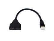 HDMI Male to 2 HDMI Female 1 in 2 out Splitter Cable Converter Adapter Black New