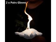 2 Pairs White Empty Handed Magic Trick Fire Burning Gloves On Close up Stage