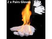 White 2 Pairs Empty Handed Magic Trick Fire Burning Gloves On Close up Stage