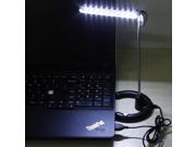 White Flexible USB 10 LED Desk Table Reading Lamp Light For PC Laptop Notebook Study
