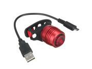 Bicycle Bike LED USB Charging Rear Tail Warning Safety Light Lamp Red Light 3 Modes Red