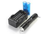 UltraFire 2200Lm CREE XM L T6 LED Waterproof Zoomable Mini Flashlight 2x18650 Charger 5 Modes Black