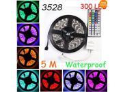 5M 3528 300 SMD RGB LED Flexible Light Lamp Strip 44 key Remote Controller Waterproof