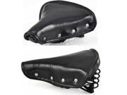 Outdoor Sport Dual Spring Vintage Retro Classic Style Leather Bicycle Bike Comfort Soft Saddle Seat Durable Black