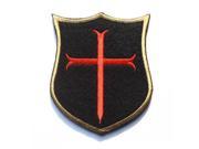 Personality Cross Crusader Army Tactical Morale Black Red Embroidered Badge Tactical Velcro Patch Seal