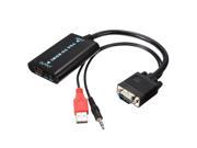 VGA To HDMI Output 1080P HD Audio TV HDTV PC Video Cable Converter Adapter