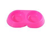 Cute Colorful Pets Dog Puppy Cat Food Water Dish Feeder Double Twin Plastic Feeding Bowl Candy color Rose Red