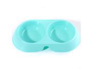 Cute Colorful Pets Dog Puppy Cat Food Water Dish Feeder Double Twin Plastic Feeding Bowl Candy color Sky Blue