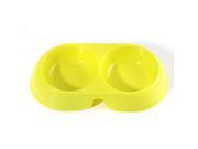 Cute Colorful Pets Dog Puppy Cat Food Water Dish Feeder Double Twin Plastic Feeding Bowl Candy color Yellow