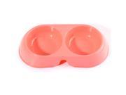 Cute Colorful Pets Dog Puppy Cat Food Water Dish Feeder Double Twin Plastic Feeding Bowl Candy color Pink